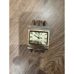 Premier Designs Watch Women Gold Tone Rectangle Dial Open Cuff